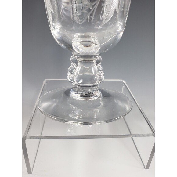 Heather Etch Glasses Set of 2 Iced Tea & Champagne Glass Footed Fostoria 1950s - Picture 9 of 16